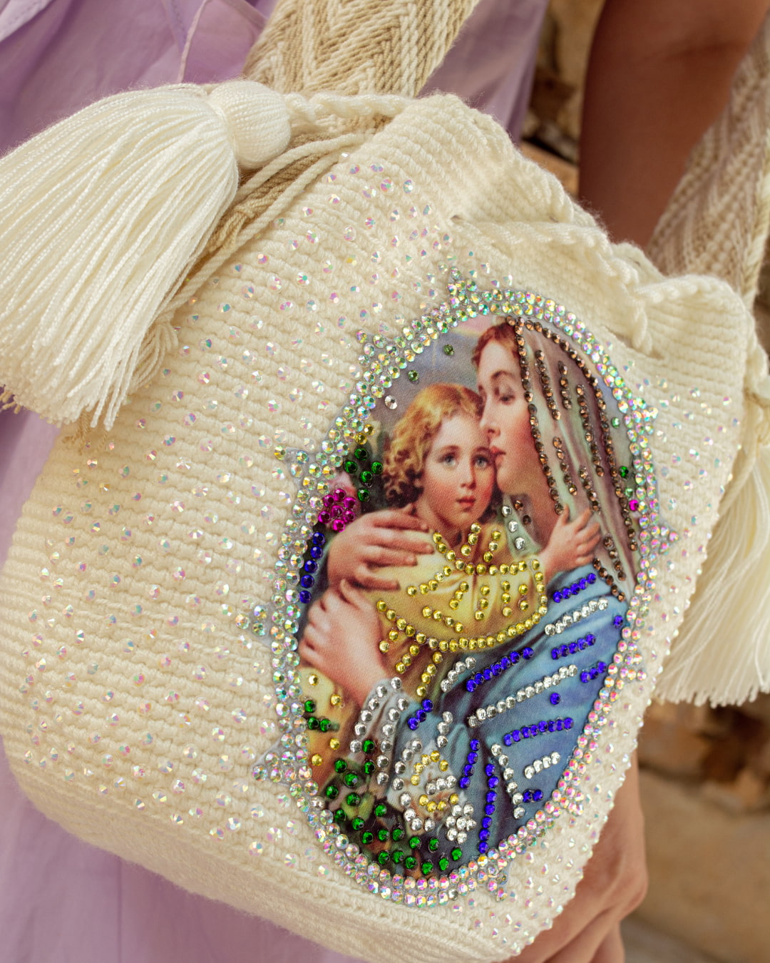 Mochila de la virgen y el niño celestial