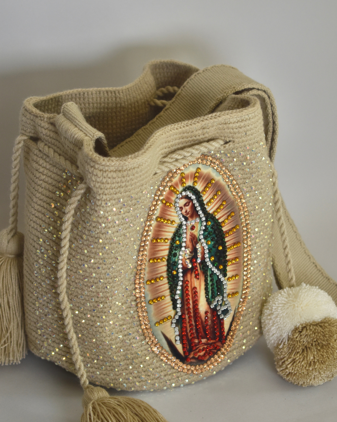 Mochila de la virgen Guadalupe manto verde