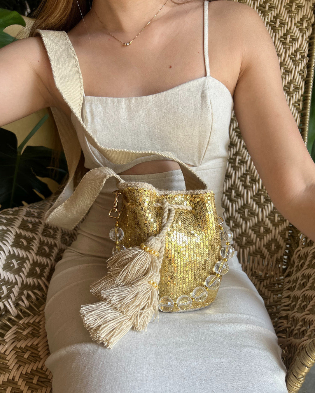 Mochila glam gold doble uso