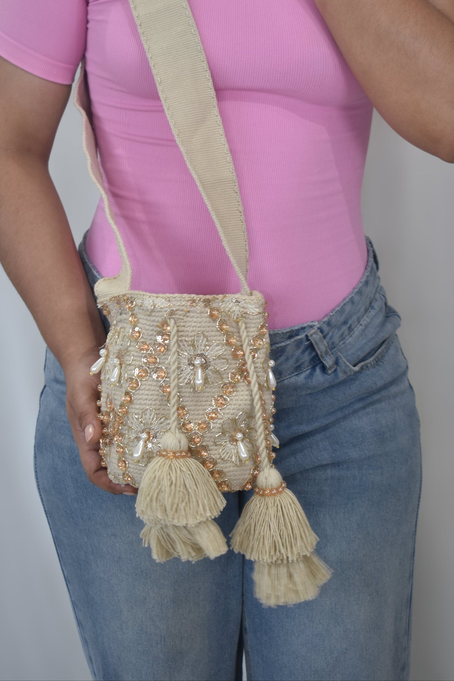 Mochila recamada Marfi Perlado