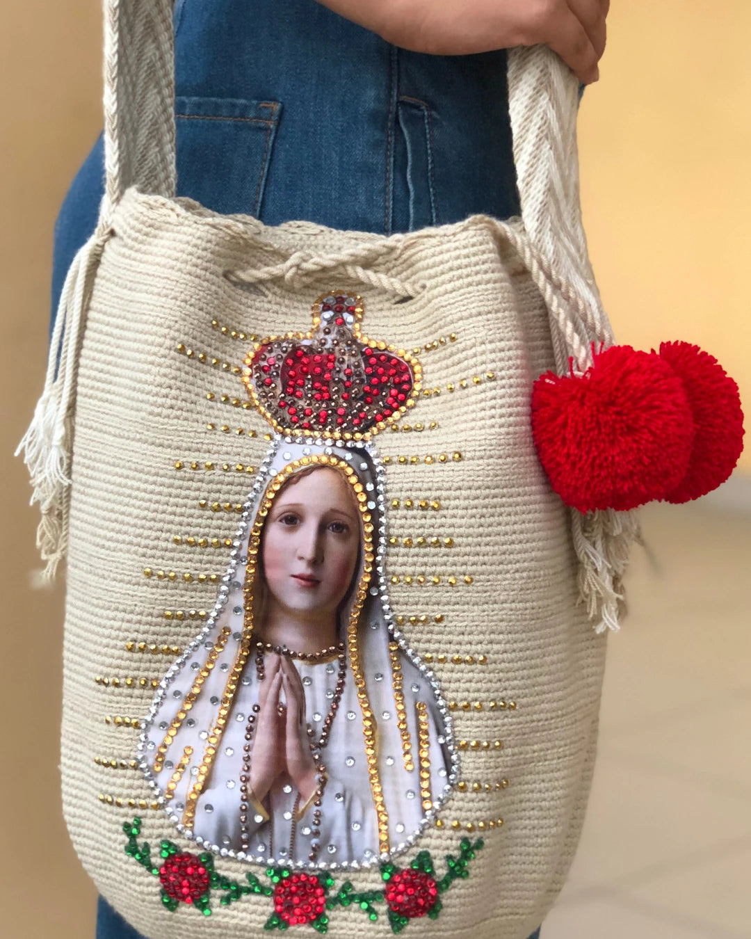 Mochila de la virgen de fátima roses
