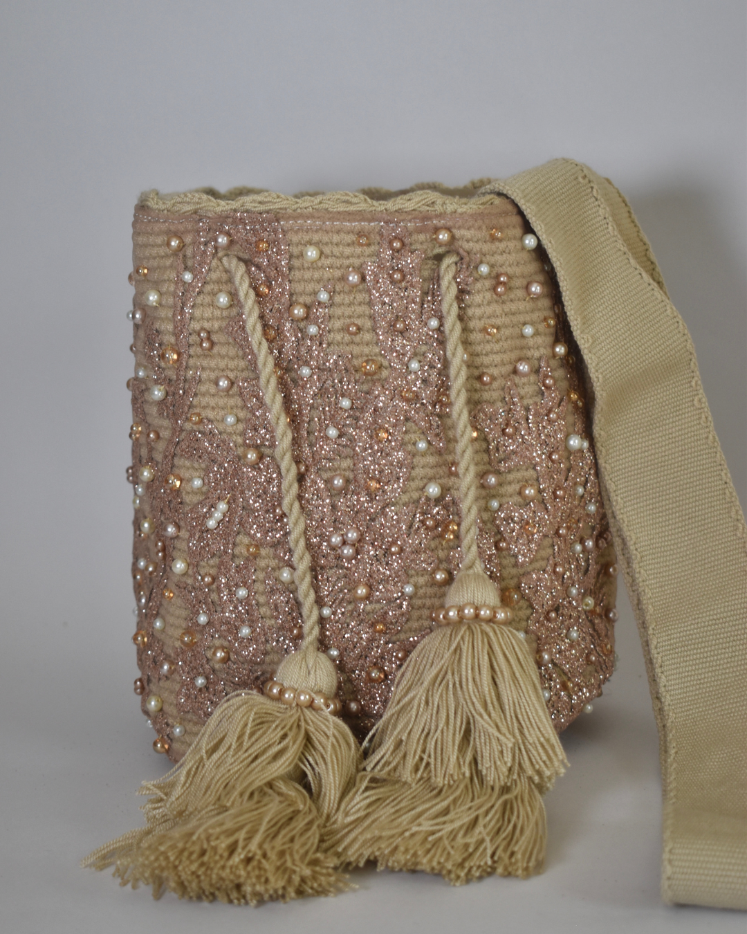Mochila recamada brillo Rosé