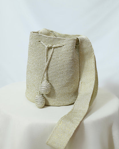 Mochila brillo sedoso champagne