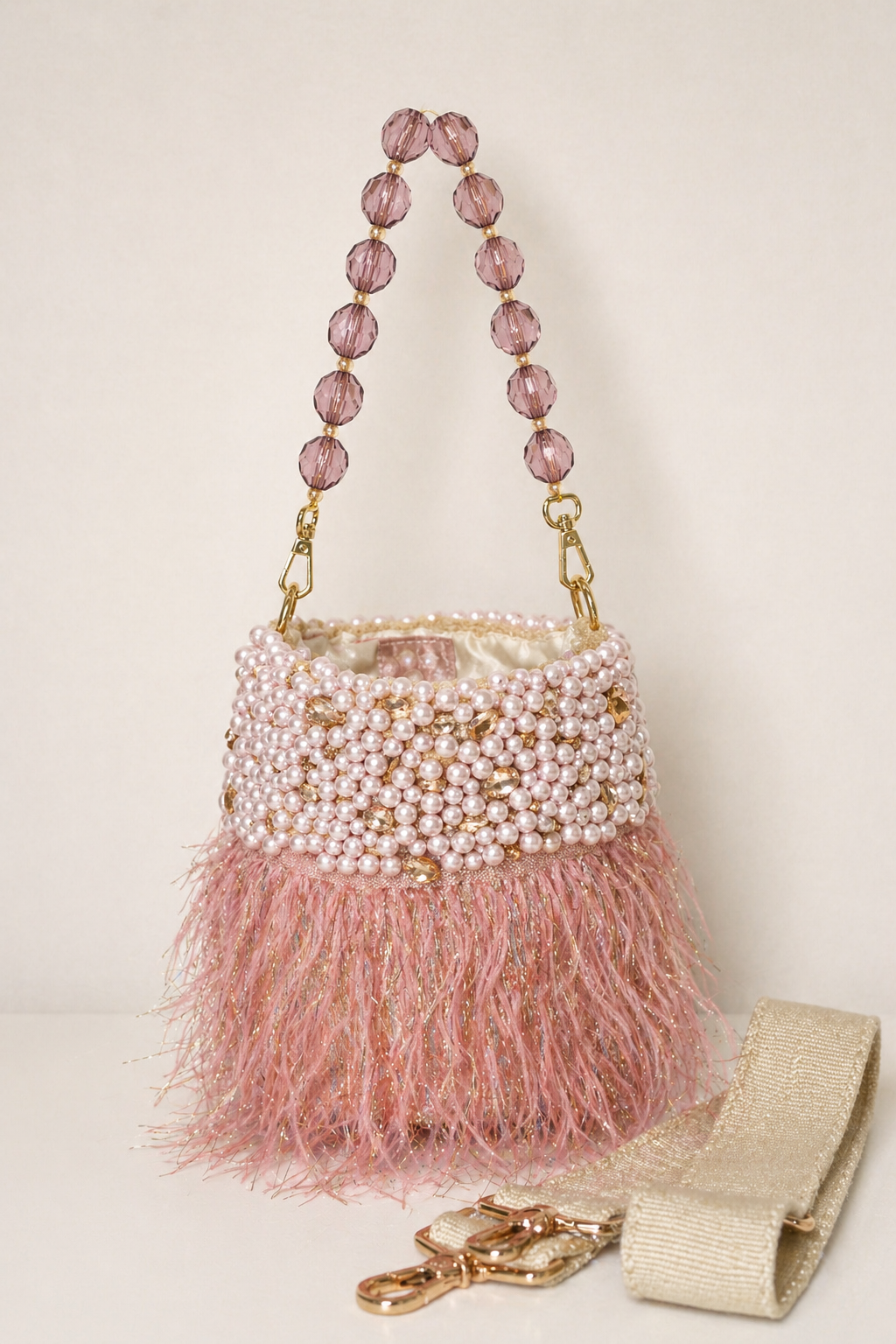 Mochila recamada doble Alma Rosé