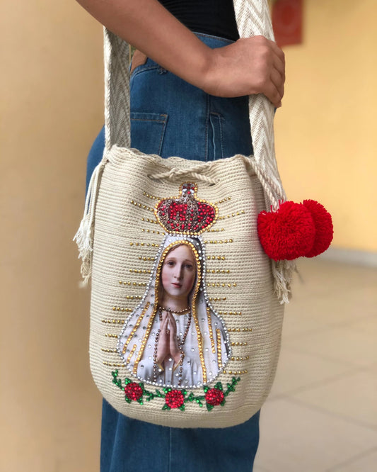 Mochila de la virgen de fátima roses