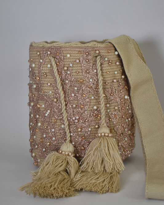 Mochila recamada brillo Rosé